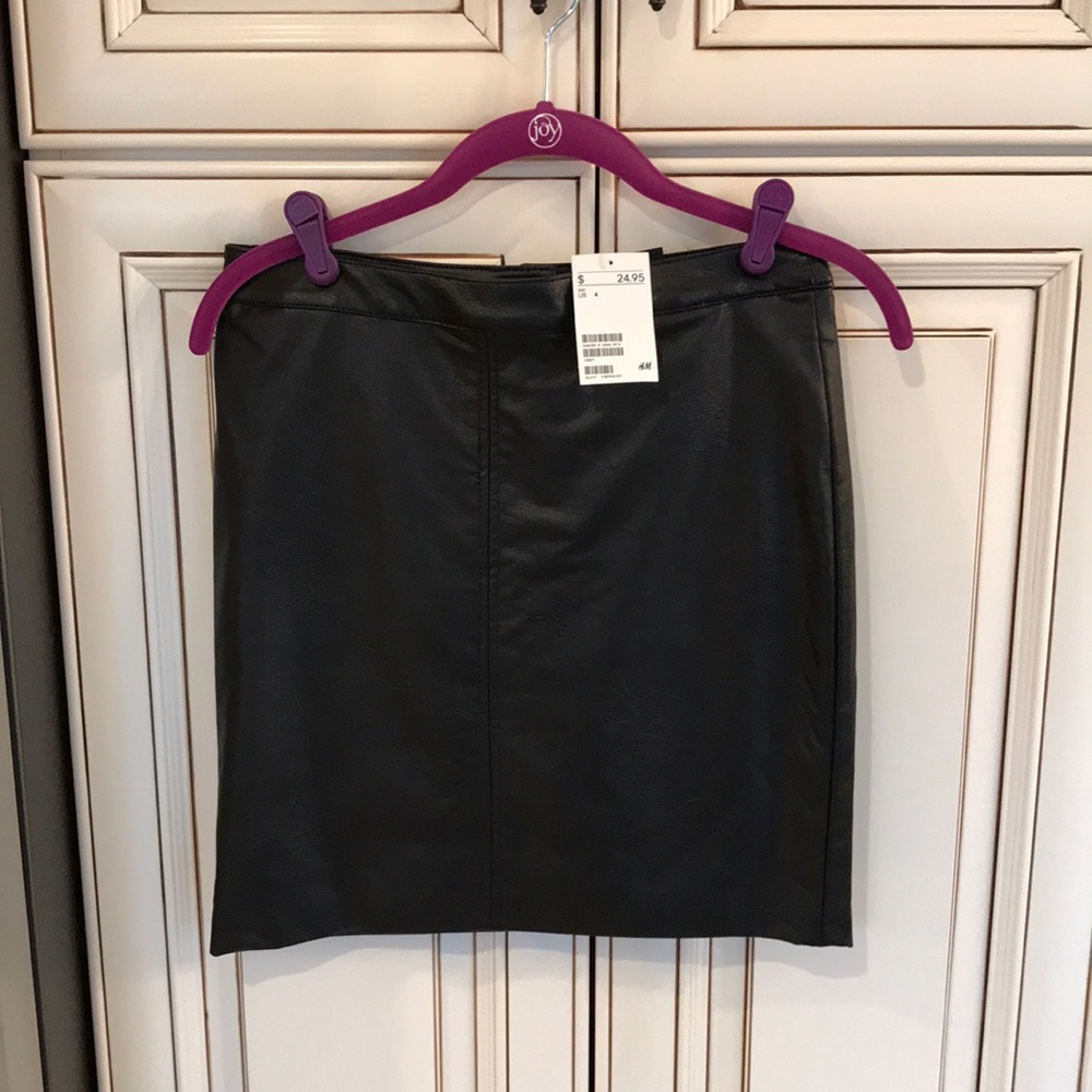 Black leather mini skirt